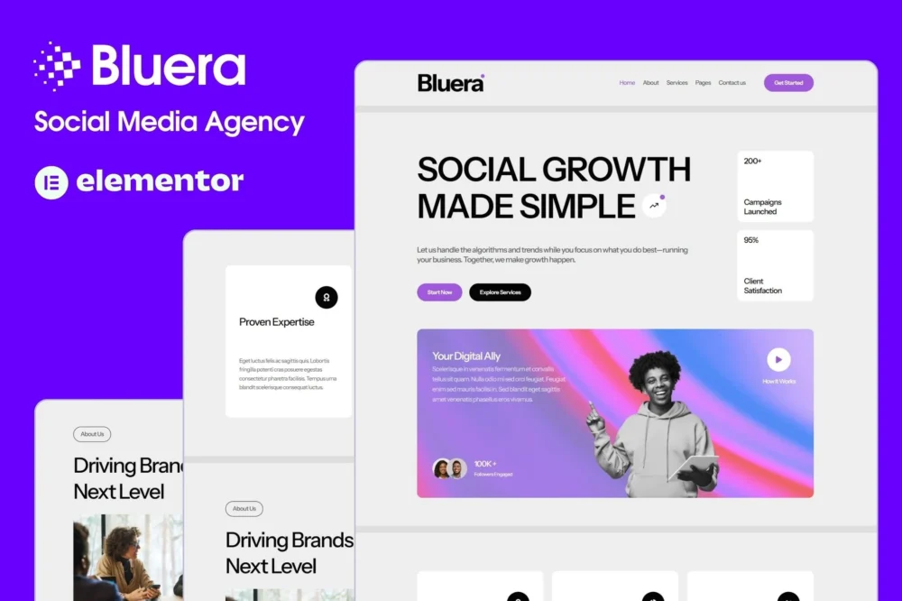 Bluera - Social Media Agency Elementor Template Kit
