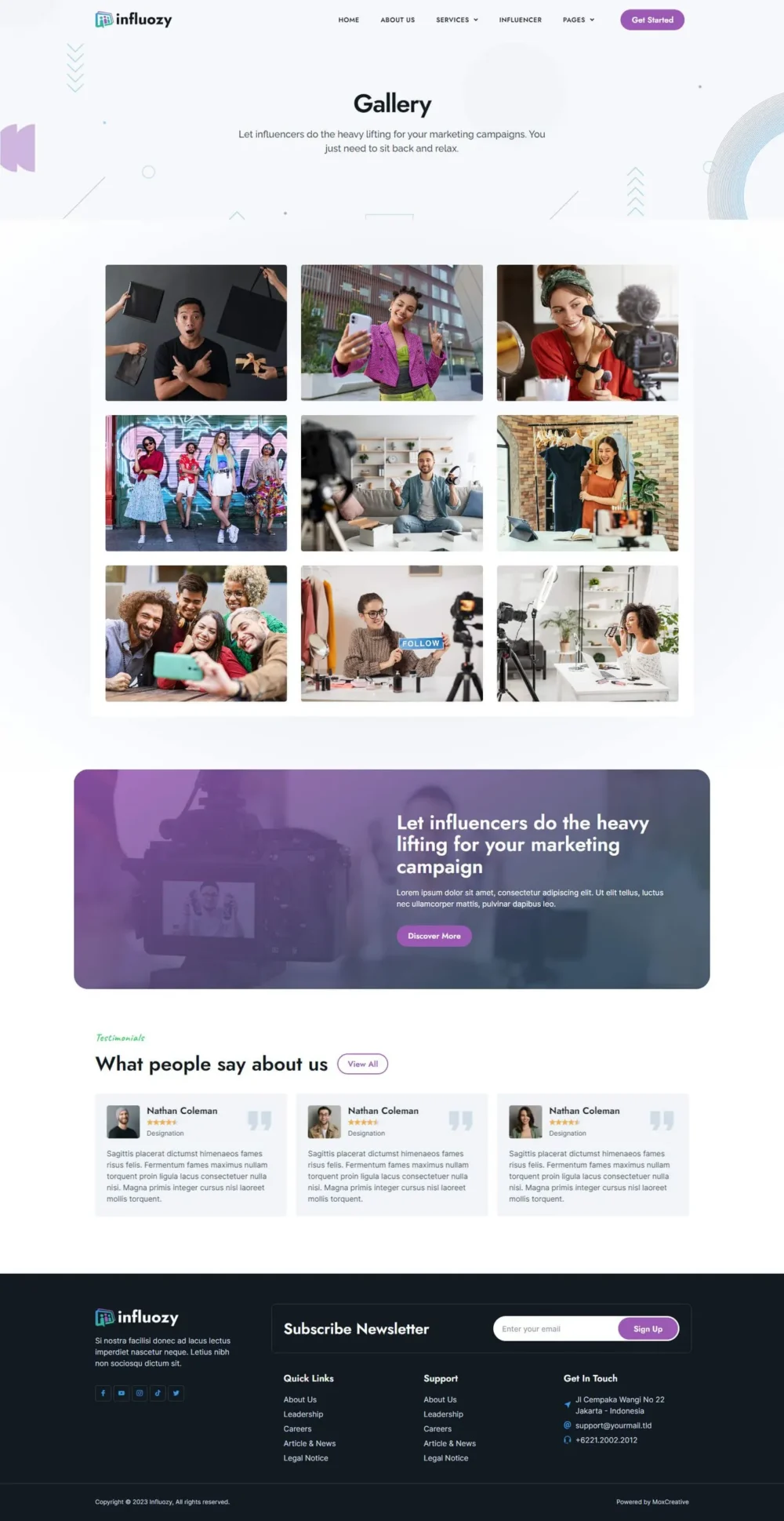 Influozy - Influencer Marketing Agency Elementor Pro Template Kit