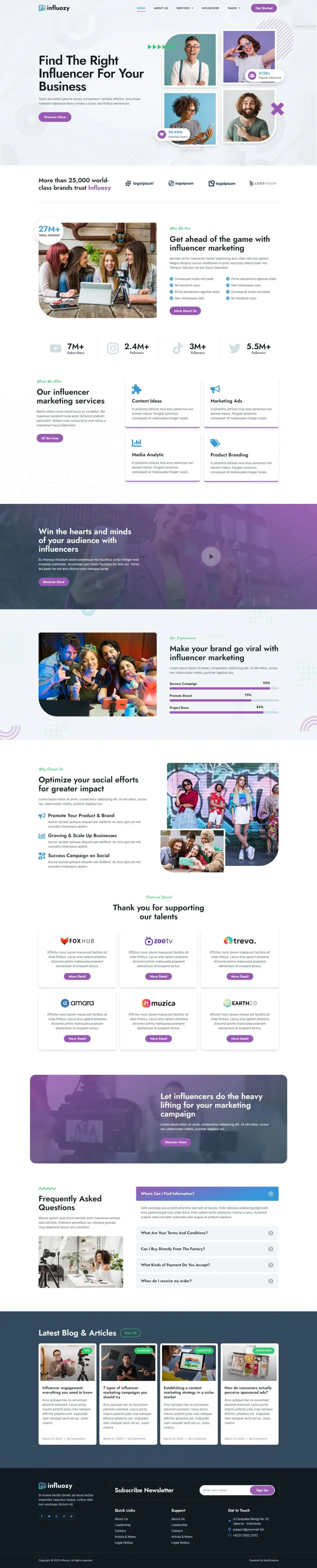 Influozy - Influencer Marketing Agency Elementor Pro Template Kit
