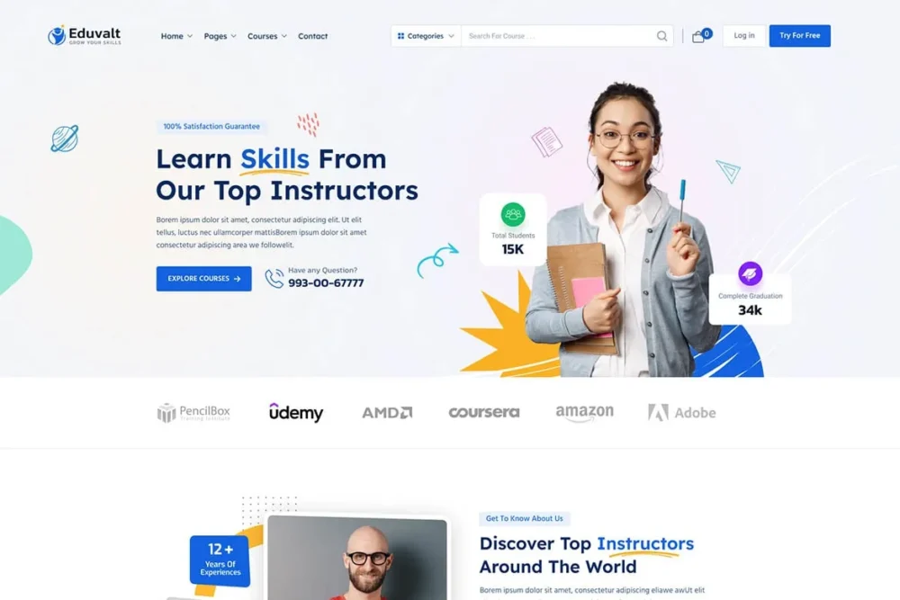 Eduvalt - Online Courses & Education WordPress Theme